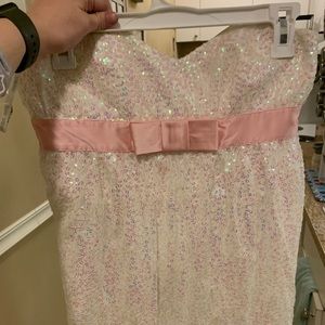 White iridescent sequin strapless dress size 4